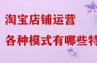 淘寶店鋪運(yùn)營(yíng)各種模式有哪些特點(diǎn)？