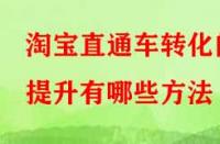 淘寶直通車(chē)轉(zhuǎn)化的提升有哪些方法？