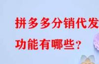 拼多多分銷代發的功能有哪些？