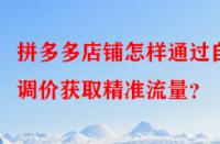拼多多店鋪怎樣通過自動調價獲取精準流量？