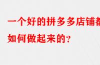 一個好的拼多多店鋪都是如何做起來的？