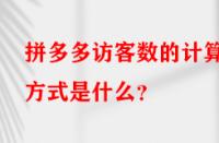 拼多多訪客數(shù)的計(jì)算方式是什么？
